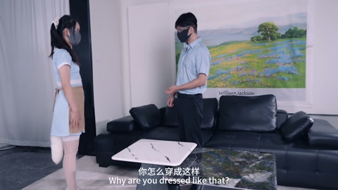 代替宠物的人妻护理（第三集）与老公仅隔着一扇门的调教（夫前的遥控捆绑后的口+胸+Y侍奉隔着一扇门的Q... 第1张