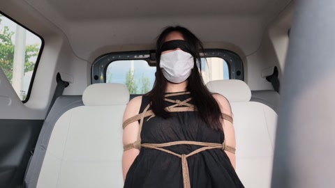 户外体验日式后高手 绑好以后，丝袜堵嘴 ，小怡在车后排 体验人群中路过 第1张