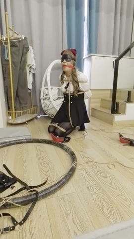 惩罚JK女、蒙眼束缚行走、奴性调教、超大口球、紧缚放置 第4张