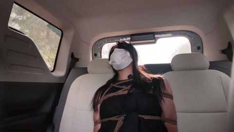 户外体验日式后高手 绑好以后，丝袜堵嘴 ，小怡在车后排 体验人群中路过 第5张