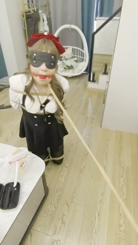 惩罚JK女、蒙眼束缚行走、奴性调教、超大口球、紧缚放置 第6张