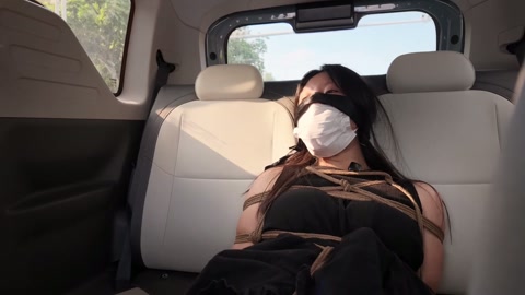 户外体验日式后高手 绑好以后，丝袜堵嘴 ，小怡在车后排 体验人群中路过 第6张