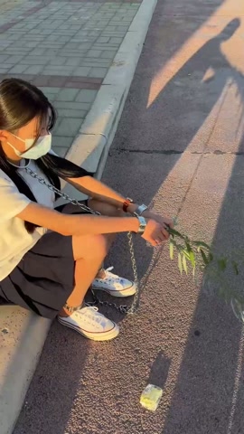 JK女高的连体镣铐户外一公里走路训练+10斤重镣 第6张