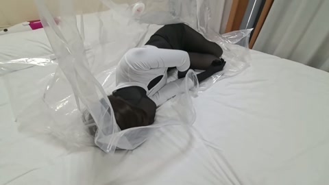 ◤纯享版ZX游戏◢一次次绝命挣扎，昏迷后失禁量大得可怕，乳胶头套✙防毒面具负压袋负压瓶✙真空袋✙皮革... 第8张