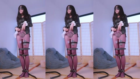 《Ol捆绑日记3》女友出差回到家完成男友的任务，自缚+粉色假Y口球+半脸面具+三竖屏+郊狼触发器+强... 第8张