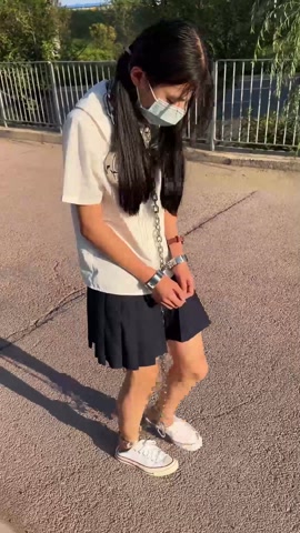 JK女高的连体镣铐户外一公里走路训练+10斤重镣 第10张
