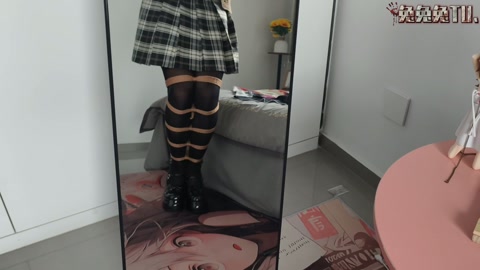 颜面羞辱 自缚 JK制服，全身被绳子紧紧的捆着 马具强制开口器➕鼻钩组成的颜面羞辱 LED发光项圈 第12张
